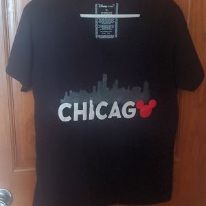 Disney Store Chicago black v-neck tee shirt
